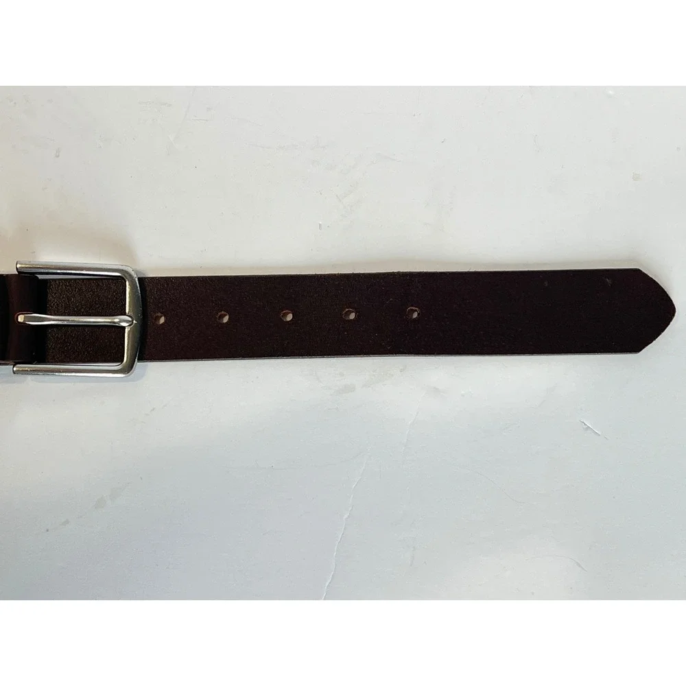 Gap Mens Dark Brown Cow Leather Belt Made in USA Silver Buckle 28